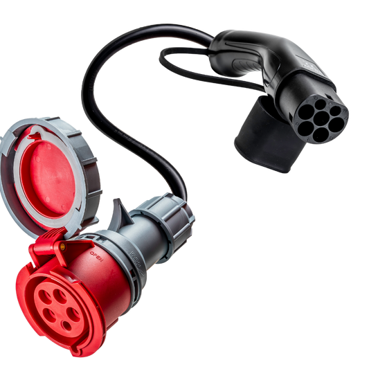 32A 5-napainen CEE -> tyypin 2 sovittimeen