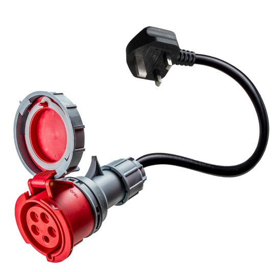 32A 5-napainen CEE kytkin -> G-tyyppiin UK-sovittimelle