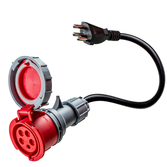 32A 5-napainen CEE -> J-tyypin sovittimeen Sveitsiin