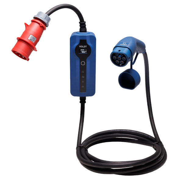 Type 2 - 32A punainen CEE | 3-vaihe | Säädettävä 8A - 32A | 22kW latauskaapeli